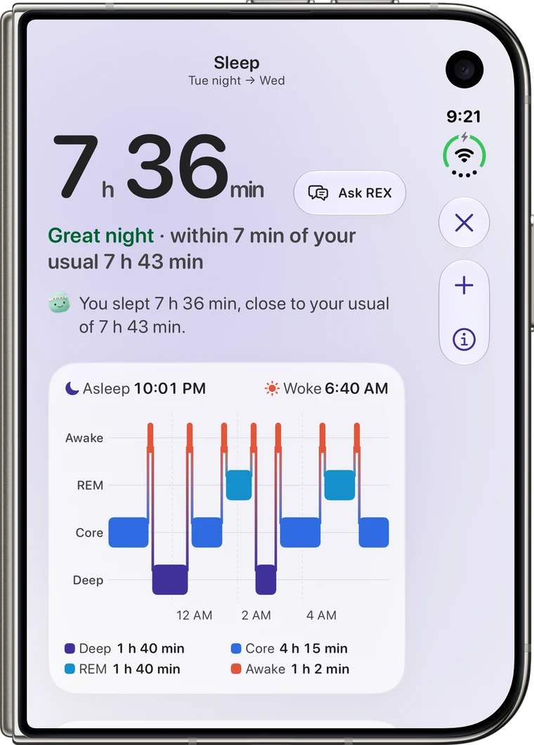 Reps sleep in the folded single-pane layout on iPhone Duo